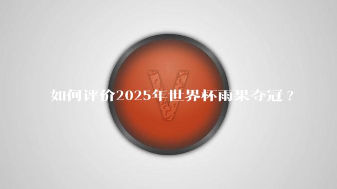 如何评价2025年世界杯雨果夺冠?