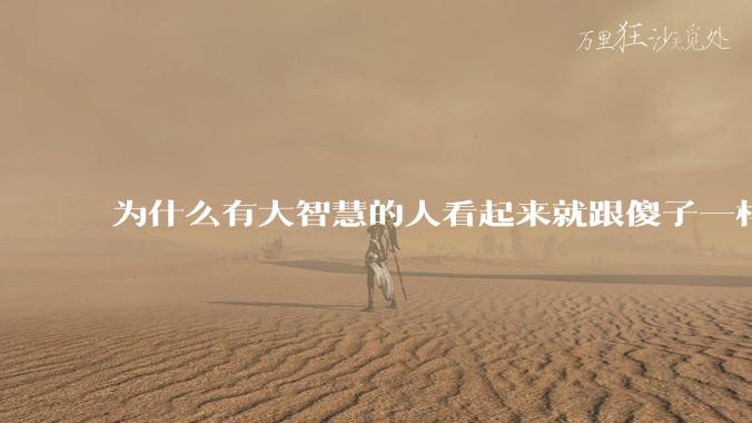 为什么有大智慧的人看起来就跟傻子一样？