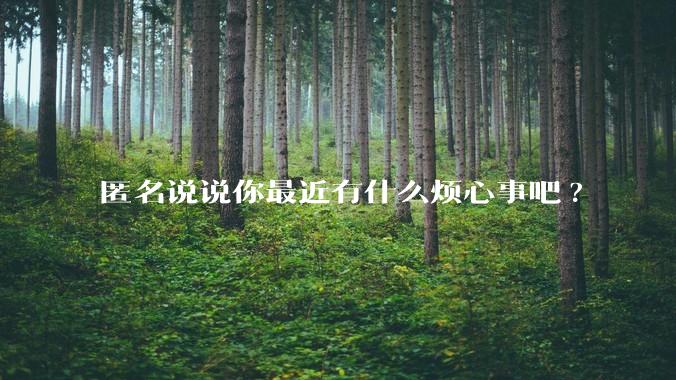 匿名说说你最近有什么烦心事吧?